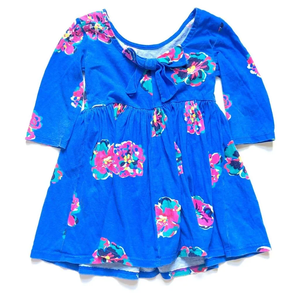 Lilly Pulitzer Girls Evelyn Dress – Royce Blue Corsage Print – Size XS 2–3 2T